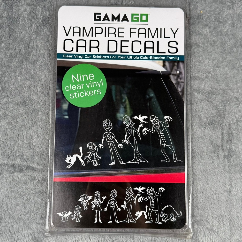 Gama-Go Vampire Family Car Decals Nine Clear Vinyl‎ Stickers EA1426 White Goth